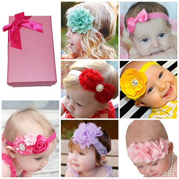 yellow/pink Babies  girls headbands with  flowers red