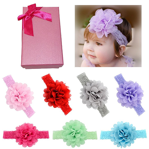 Elesa Miracle Hair Accessories Lovely Baby Girl's Gift Box with Bow Flower Hair Headband