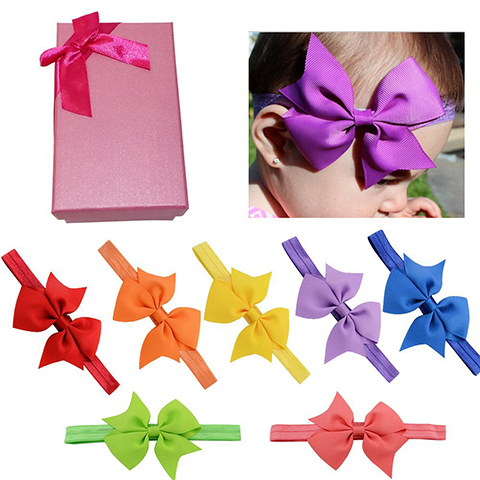 Elesa Miracle Hair Accessories Lovely Baby Girl's Gift Box with Bow Flower Hair Headband