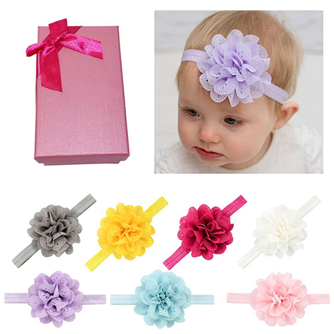 Elesa Miracle Hair Accessories Lovely Baby Girl's Gift Box with Bow Flower Hair Headband